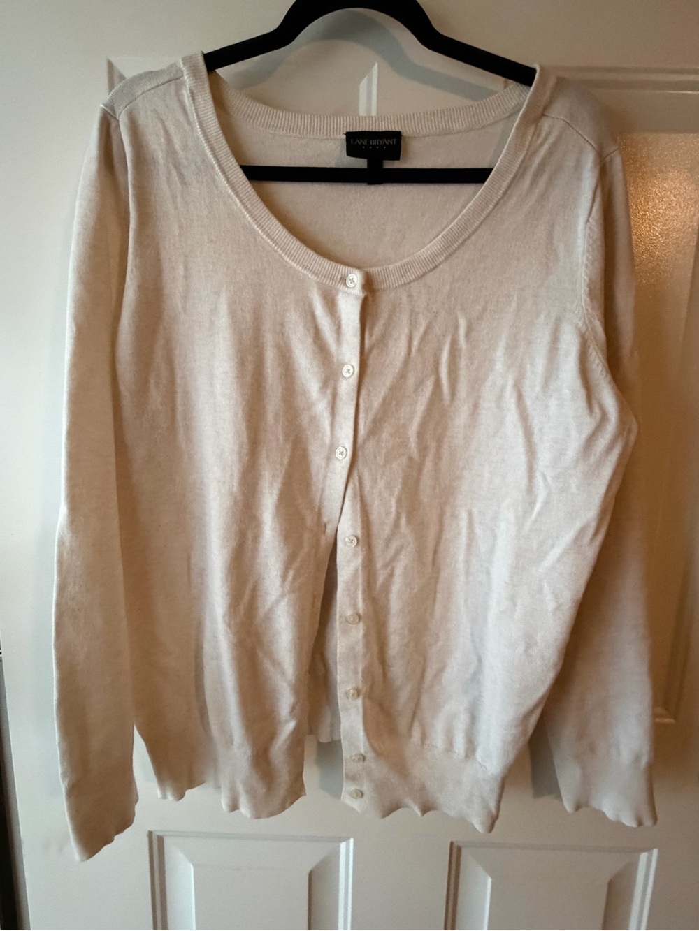 Lane Bryant 18/20 Cream Scoop-Neck Button Cardigan